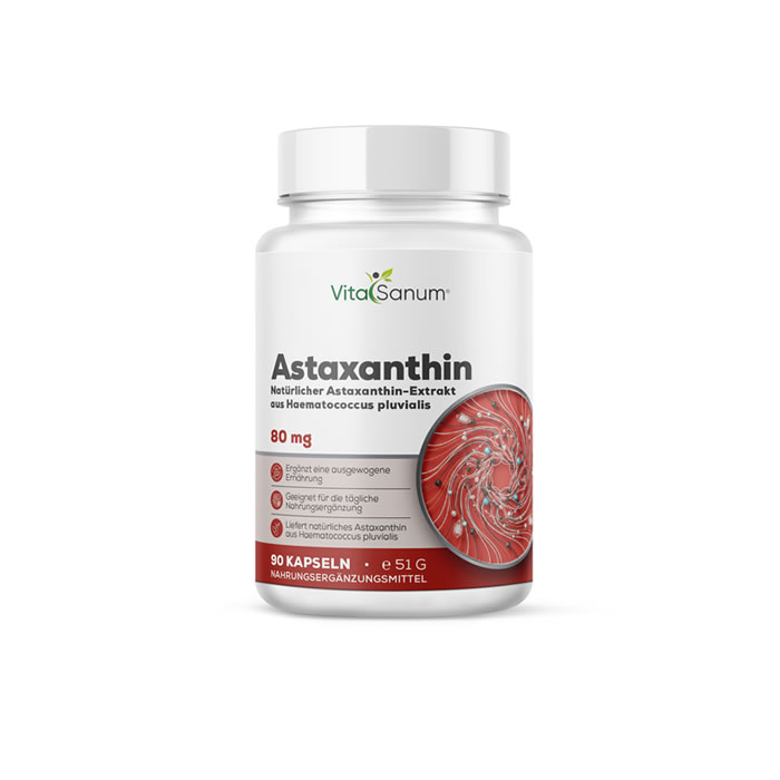 VitaSanum® Astaxanthin – Natürliches Astaxanthin aus Haematococcus pluvialis – 90 Kapseln VitaSanum® Astaxanthin – Natürliches Astaxanthin aus Haematococcus pluvialis – 90 Kapseln