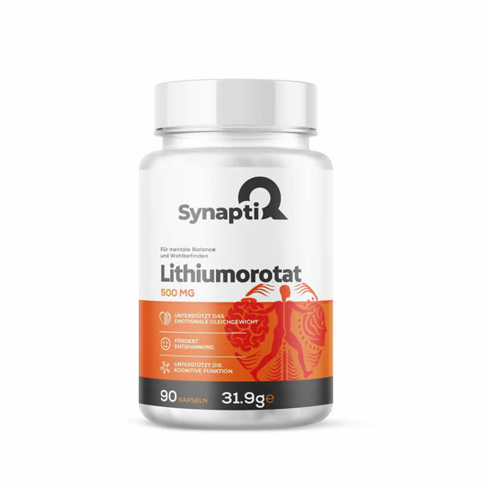SynaptiQ® - Lithiumorotat – Für mentale Balance und Wohlbefinden 500 mg 90 Kapseln SynaptiQ® - Lithiumorotat – Für mentale Balance und Wohlbefinden 500 mg 90 Kapseln
